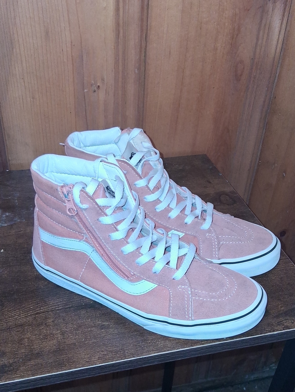 Vans Pink High-Top Sneakers with White Stripe